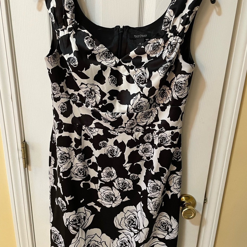 White House Black Market Floral Contrast Midi Dress